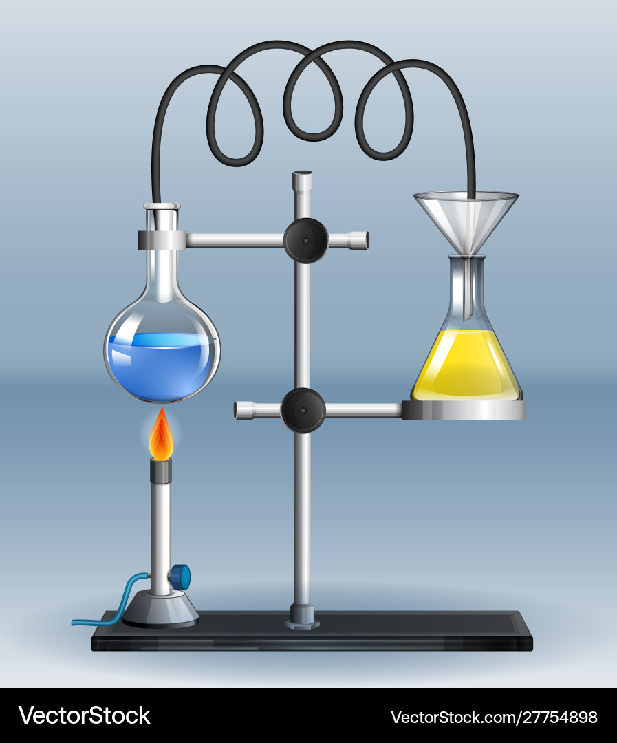 Lab experiment with burning liquid Lab experiment with burning liquid vector image