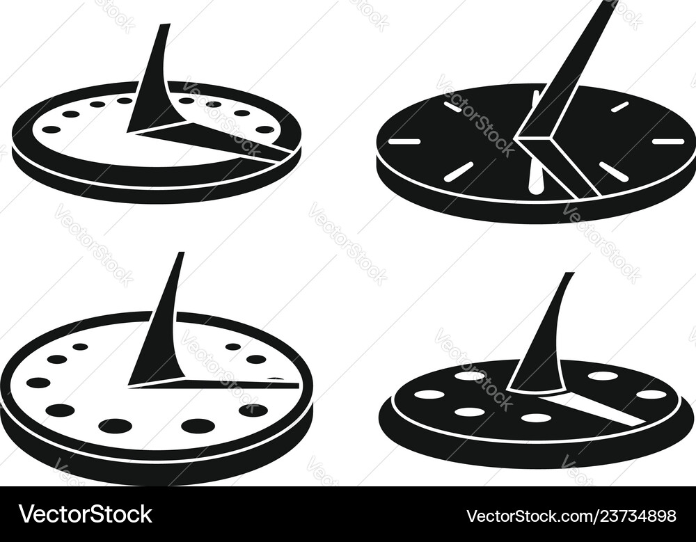 Old sundial icons set simple style Old sundial icons set simple style vector image