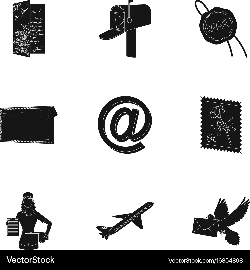 Postman envelope mail box and other attributes vector image