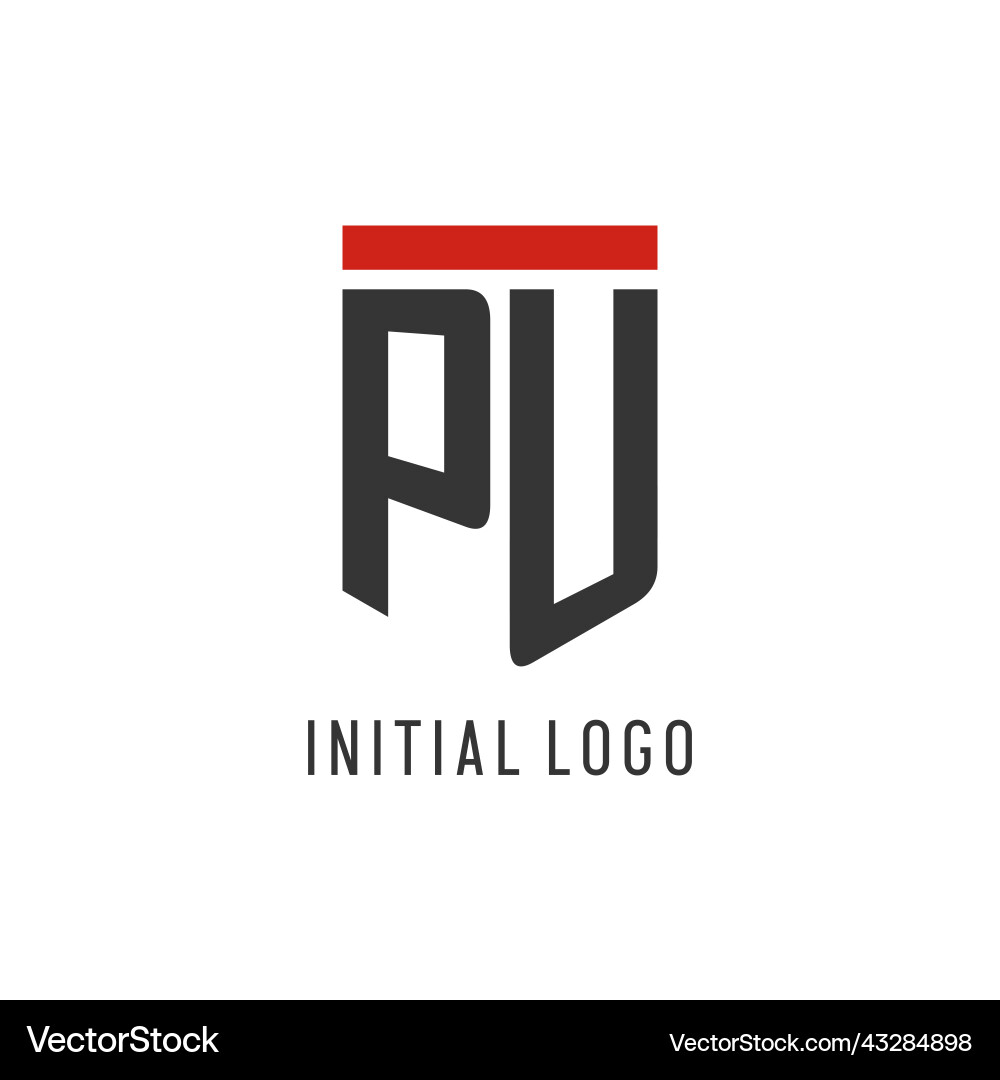 Pu initial esport logo with simple shield design Vector Image