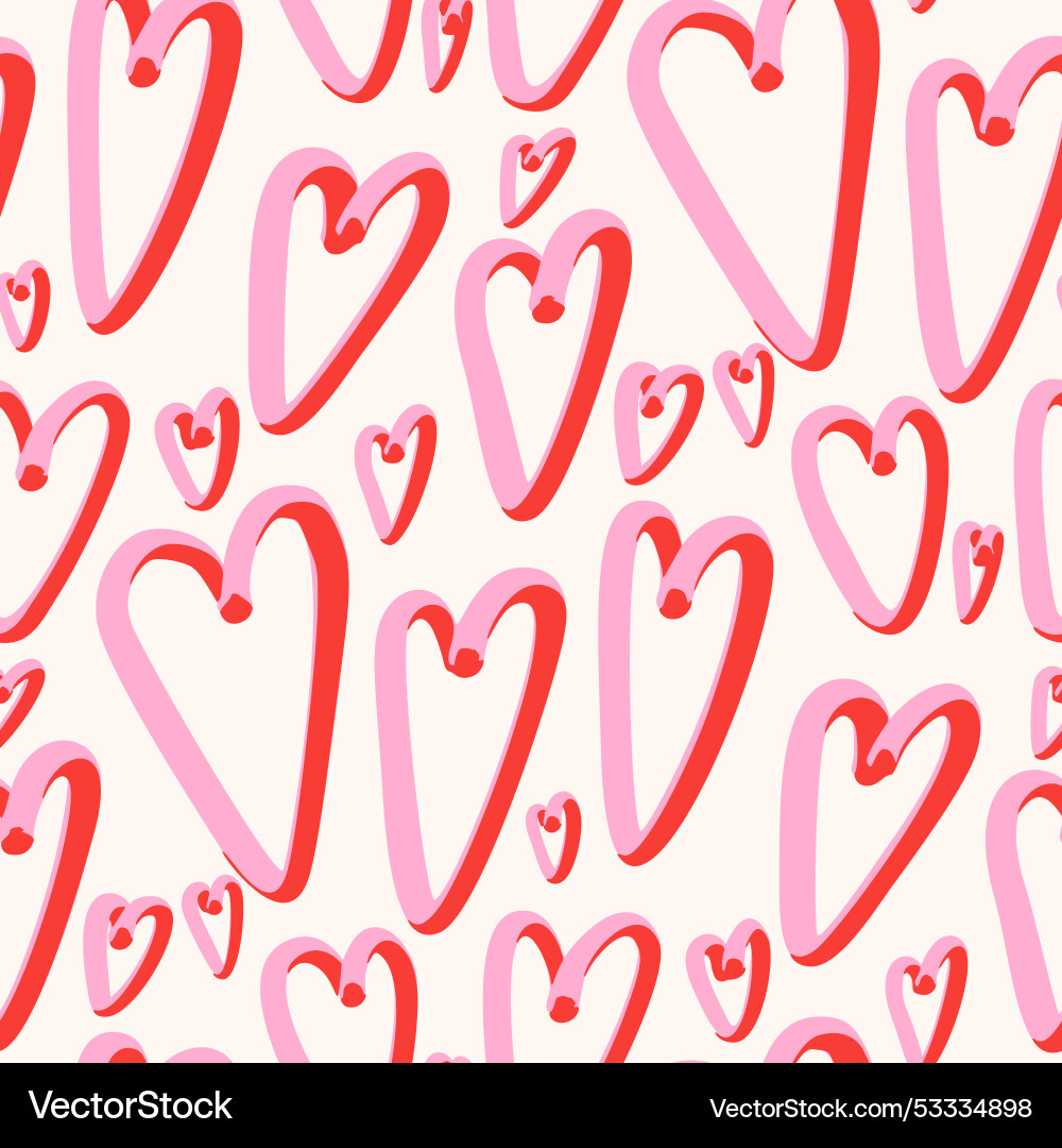 Seamless pattern with hearts in doodle style Seamless pattern with hearts in doodle style vector image