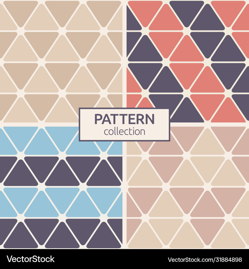 Set four rounded triangles seamless patterns vector image