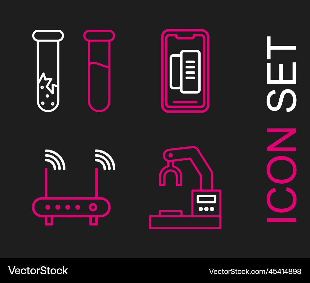 Set line robotic robot arm hand factory router wi Set line robotic robot arm hand factory router wi vector image
