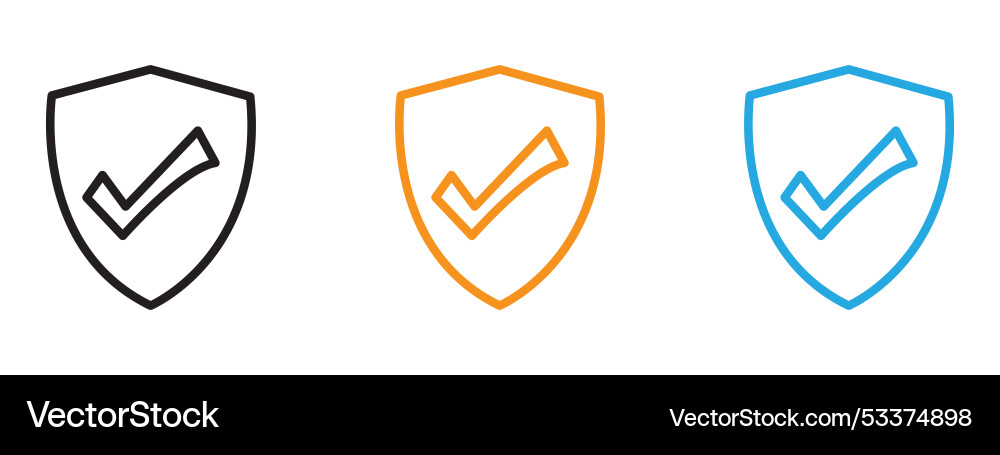 Shield check icon thin line set vector image