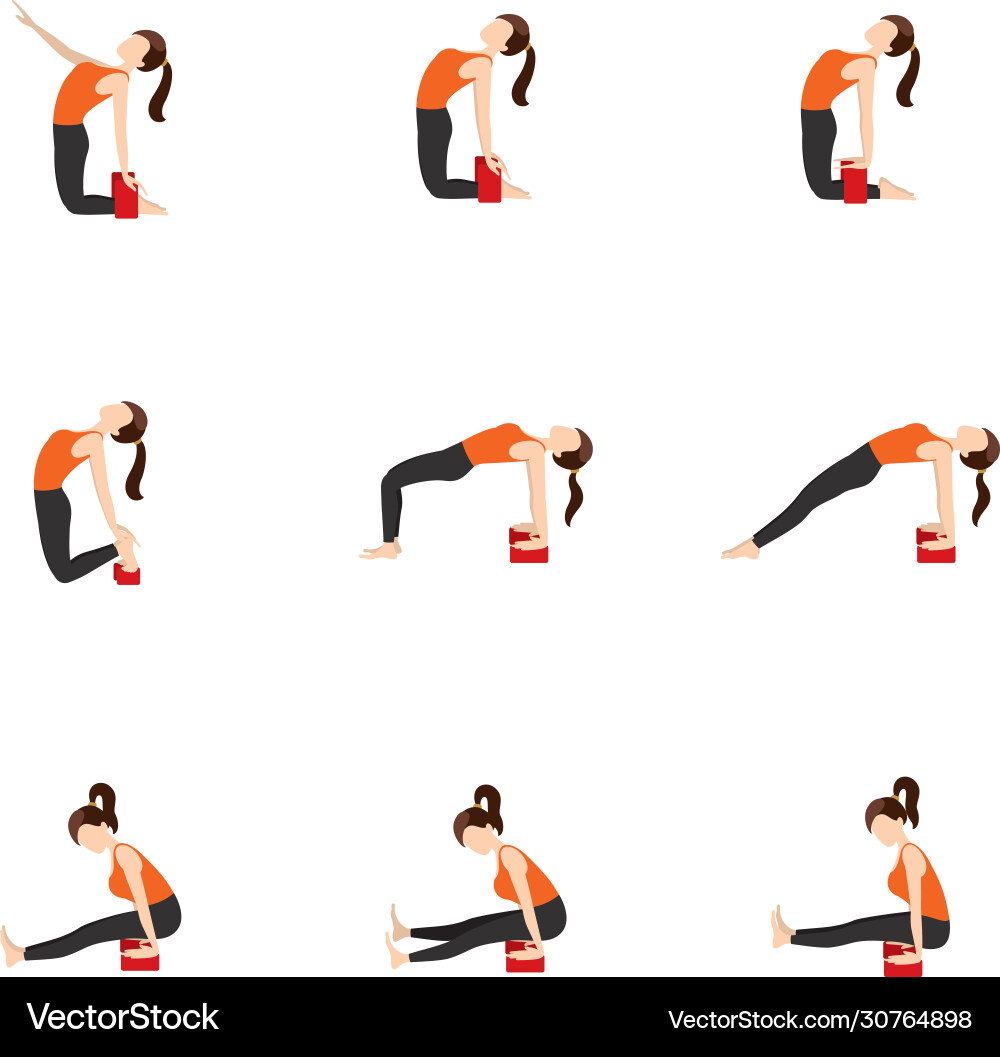 Spine extension and balance yoga asanas set vector image