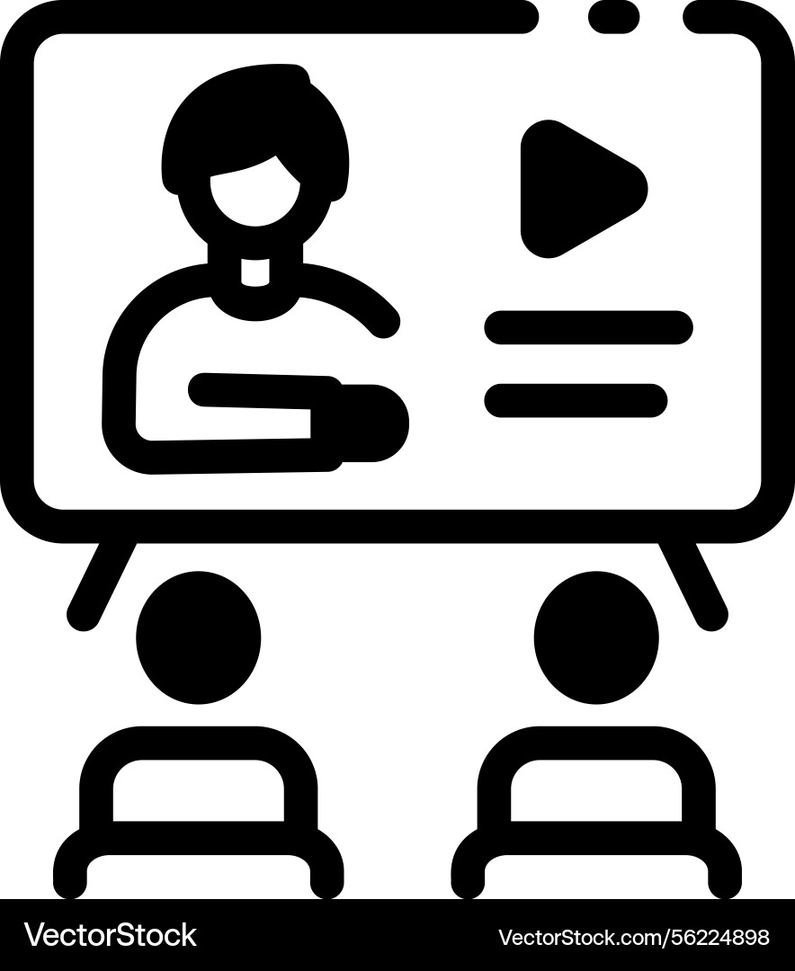 Students learning from video lecture line style i vector image