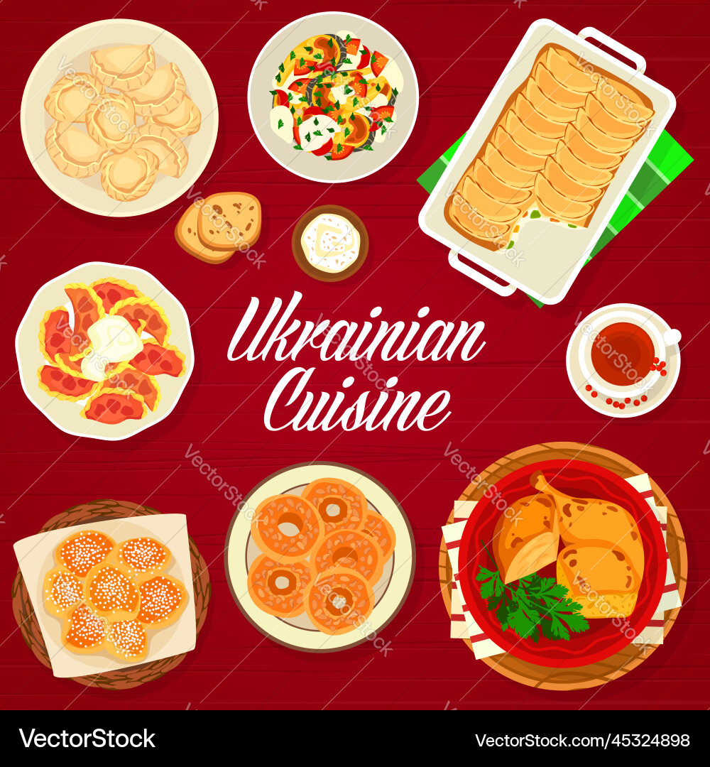 Ukrainian cuisine menu cover traditional food Ukrainian cuisine menu cover traditional food vector image