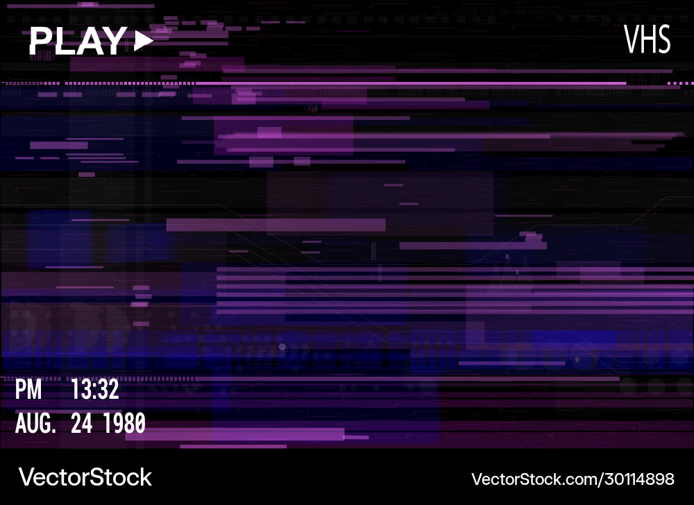 Vhs video effect with glitch Royalty Free Vector Image