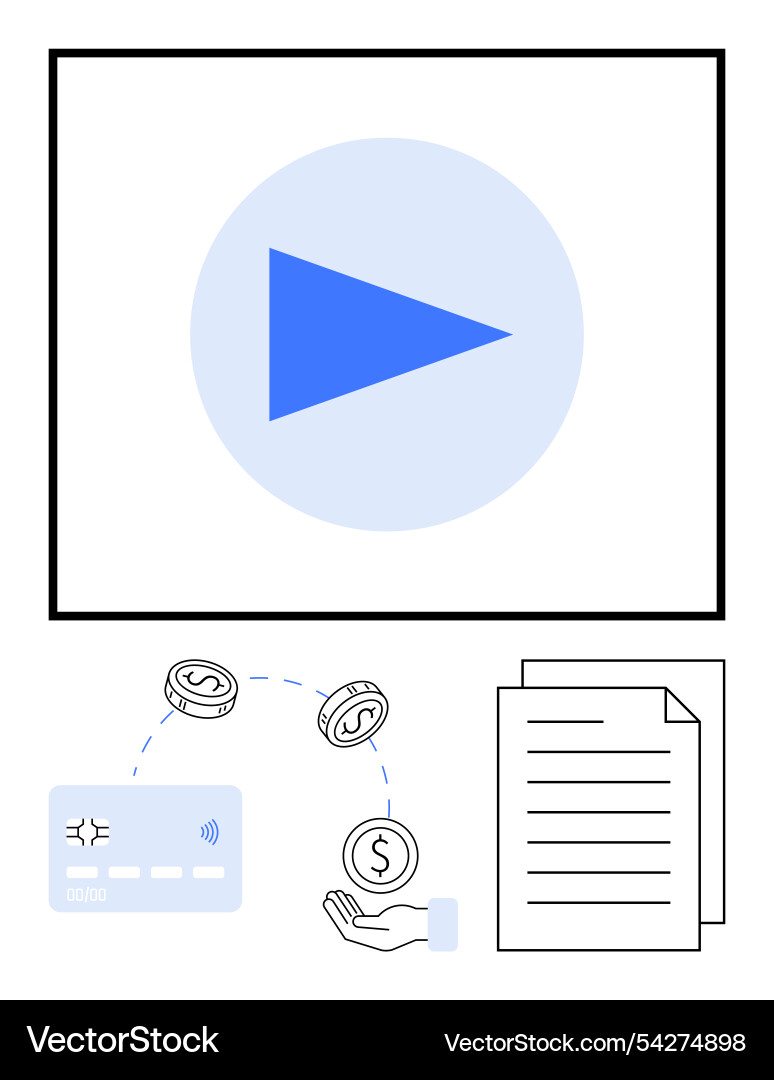 Video tutorial on financial transactions using Video tutorial on financial transactions using Vector Image