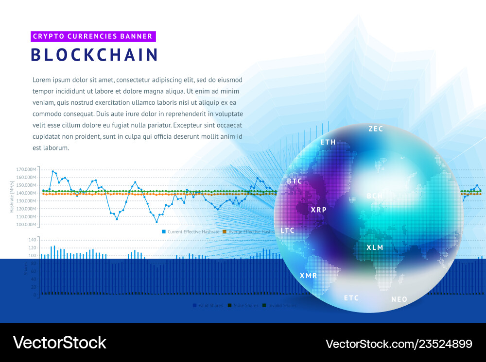 Abstract background blockchain and crypto currency Vector Image