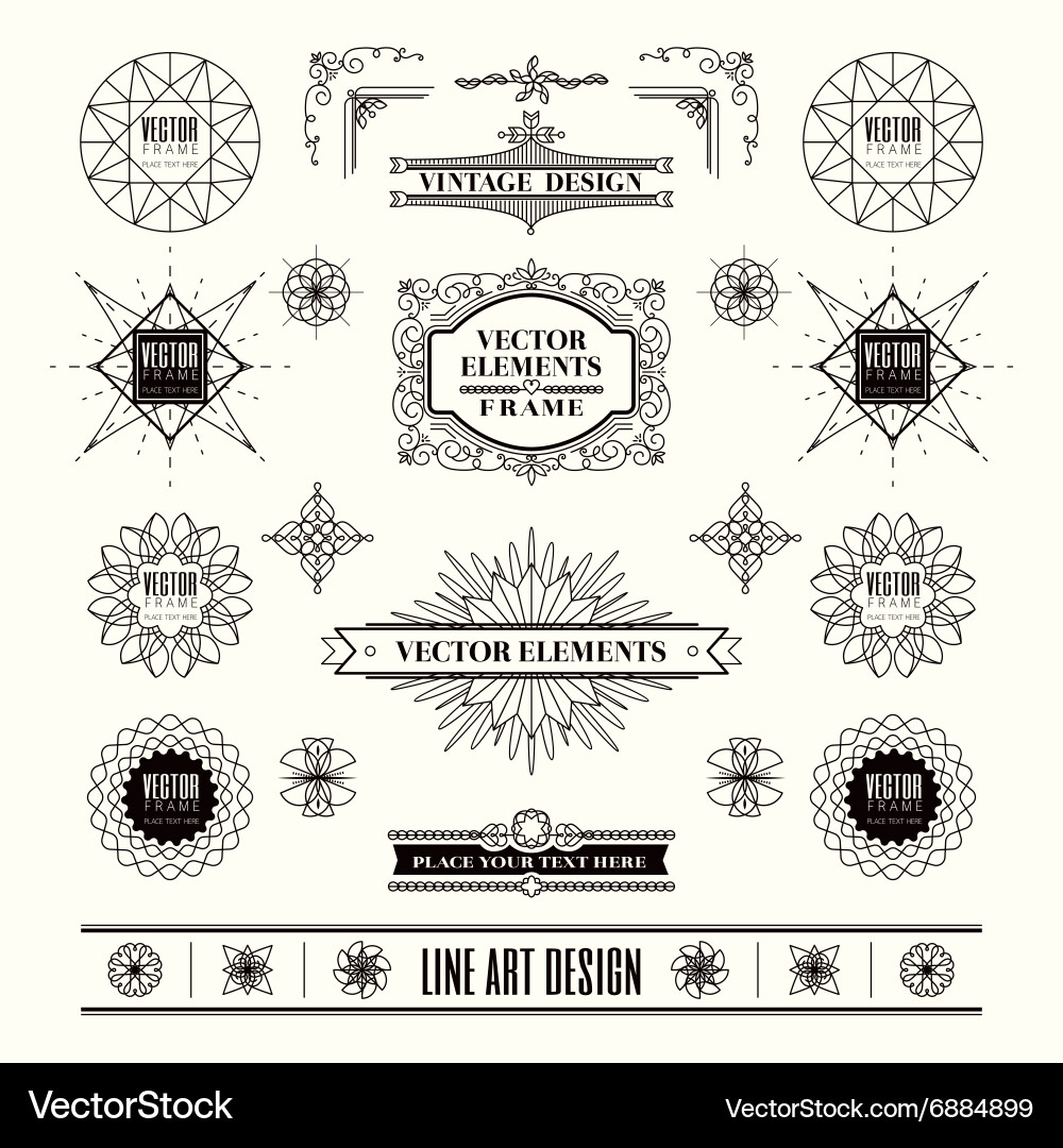 Art Deco Frame Elements Set Vector Image