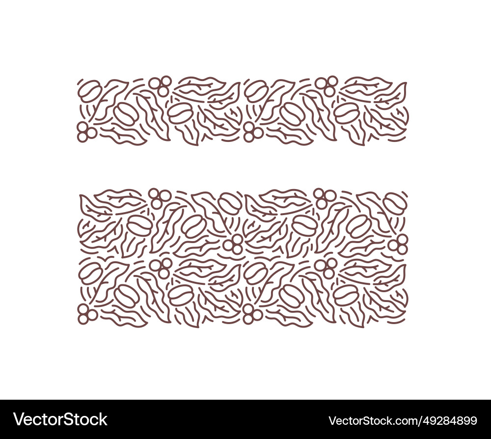 Coffee pattern design element leaves with beans Vector Image