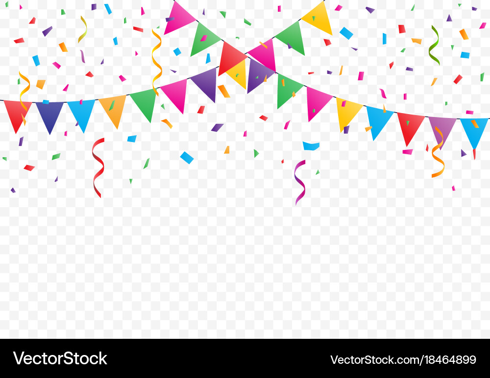 Colorful Flags and Confetti Background Vector Image