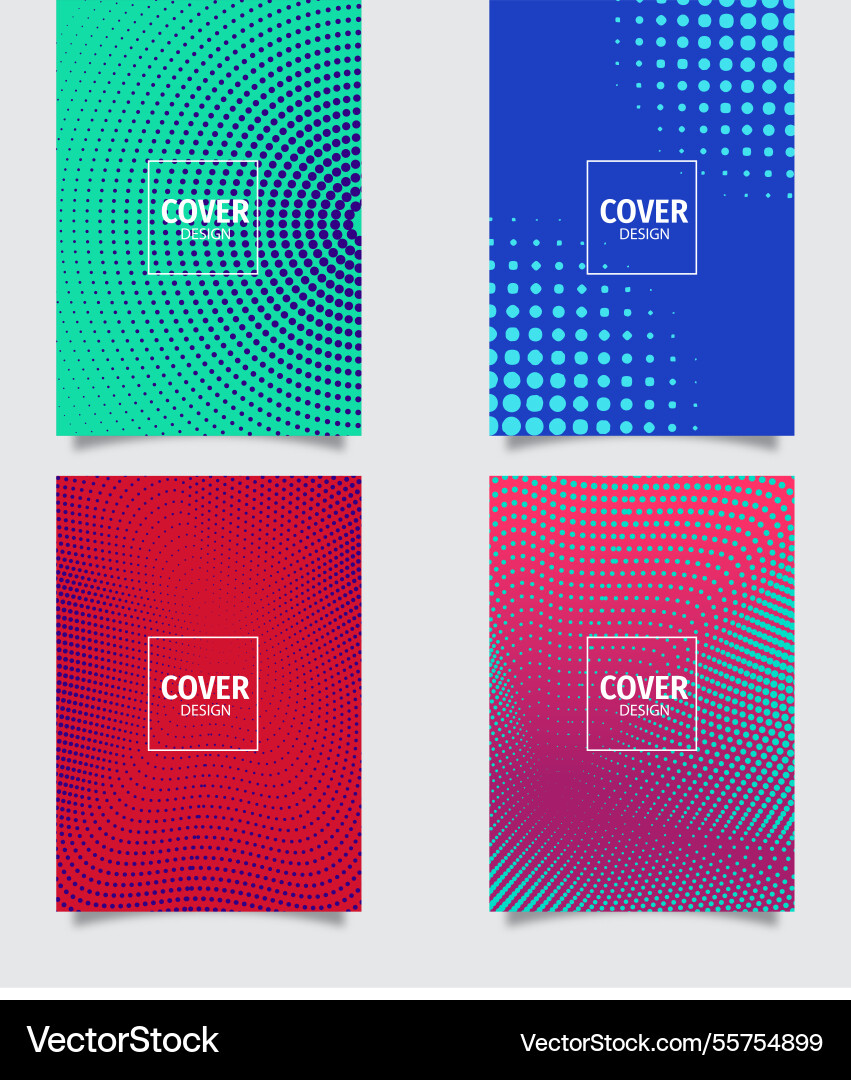 Cover template collection with halftone patterns Vector Image