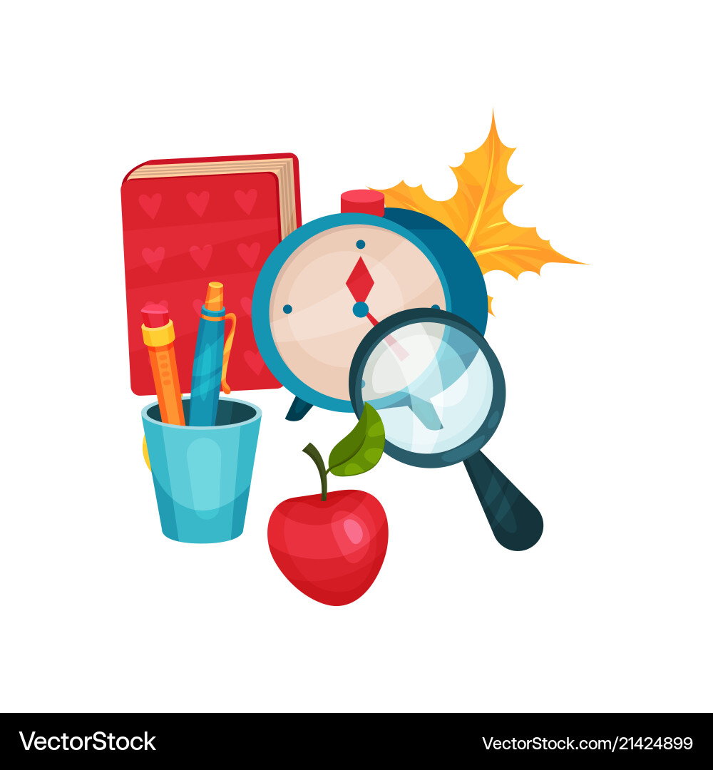Flat objects related to school theme vector image