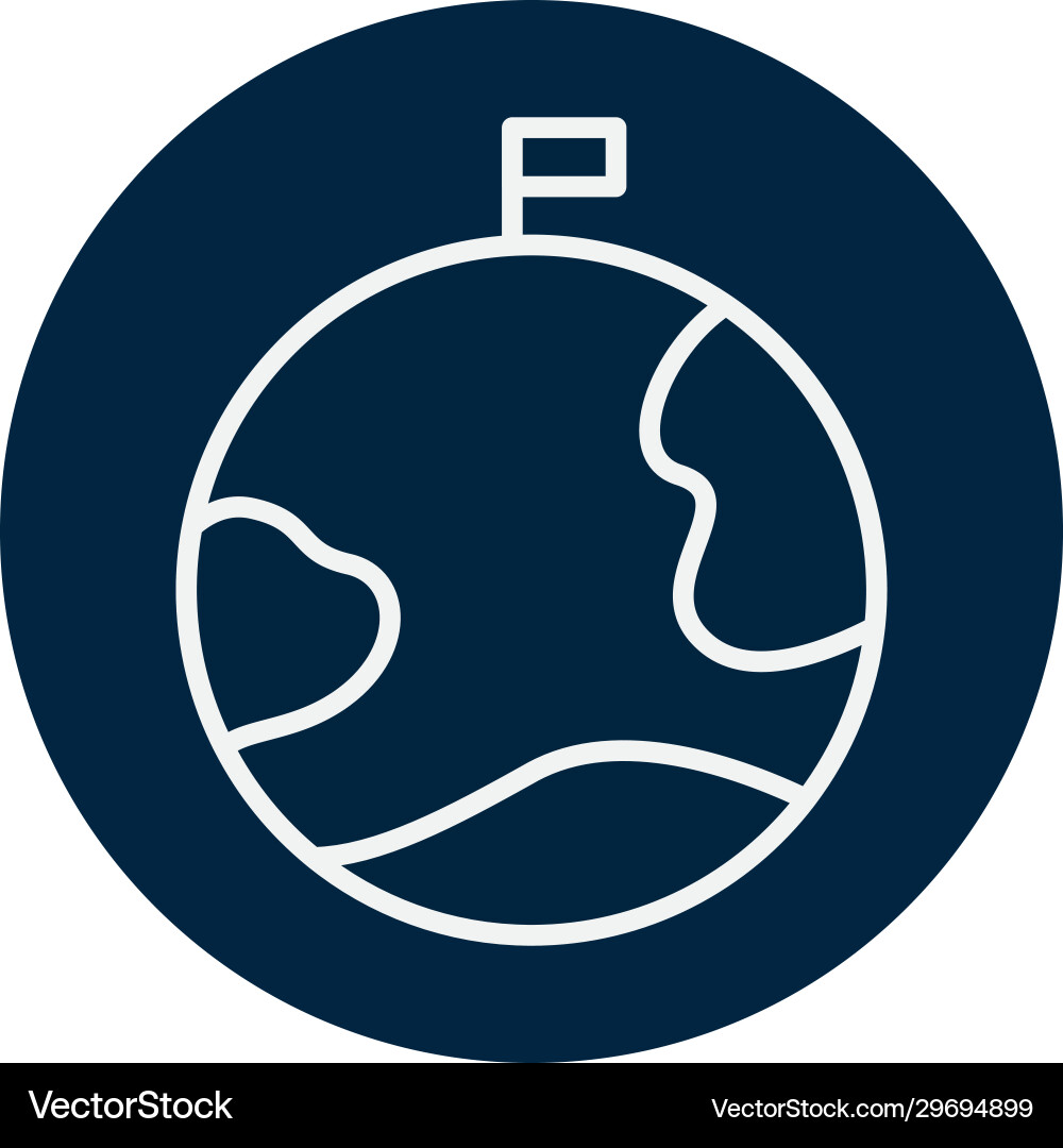 Isolated flag over planet line block style icon Isolated flag over planet line block style icon vector image