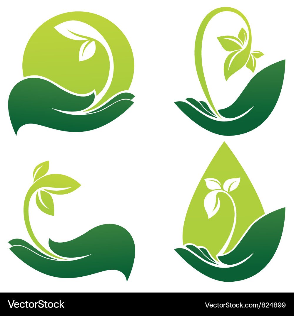 Ökologische Handsymbole Vektorbild