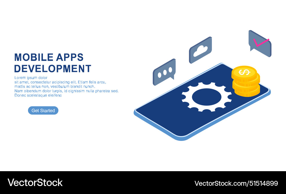 Landing page template for mobile app development vector image