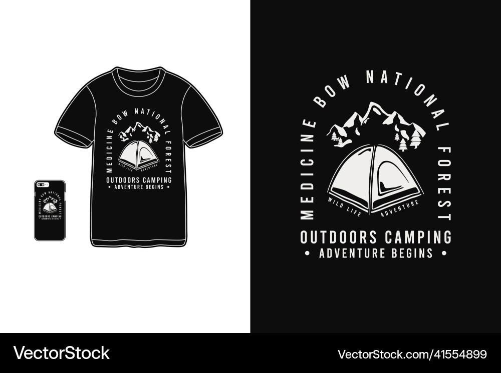 Outdoors campingt-shirt merchandise silhouette Vector Image