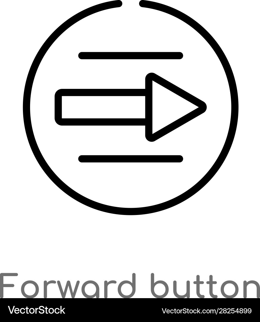 Outline forward button icon isolated black simple vector image