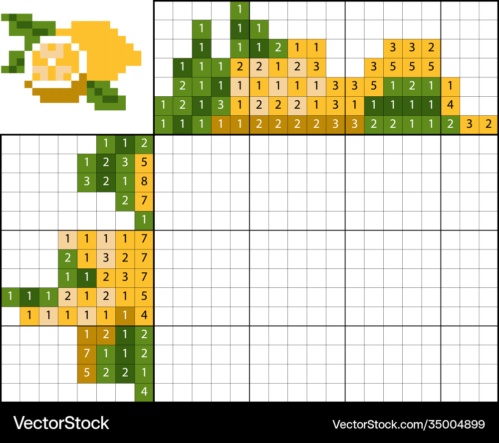 Paint number puzzle nonogram lemon vector image