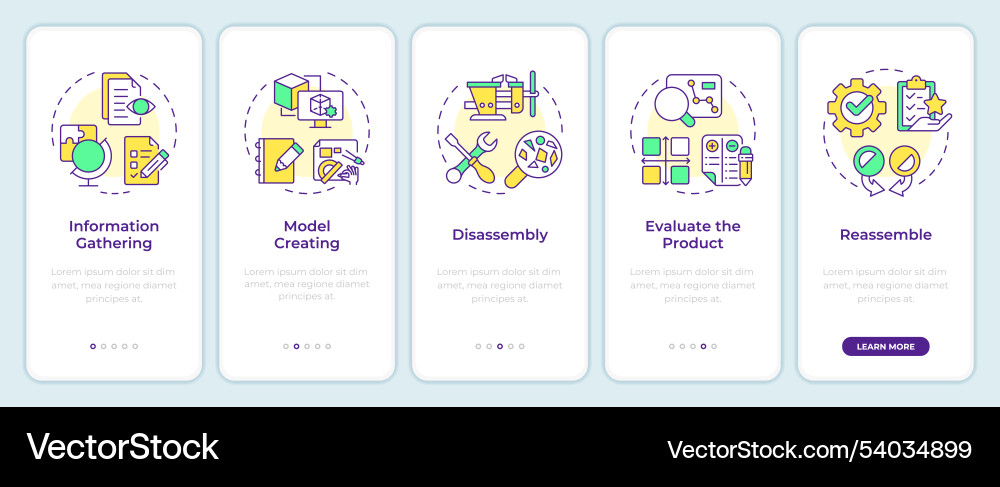 Reverse engineering process onboarding mobile app Reverse engineering process onboarding mobile app vector image