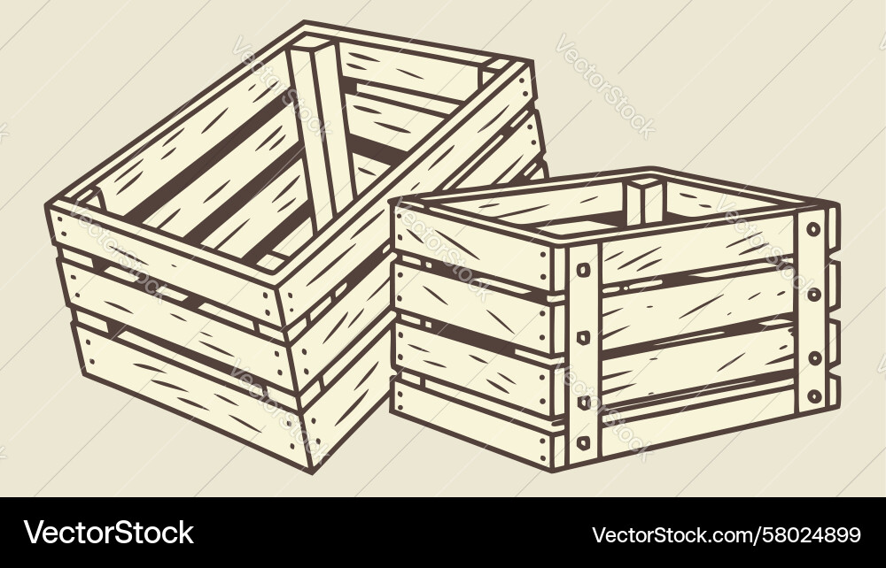 Rustic Wooden Crates Stack Vector Image