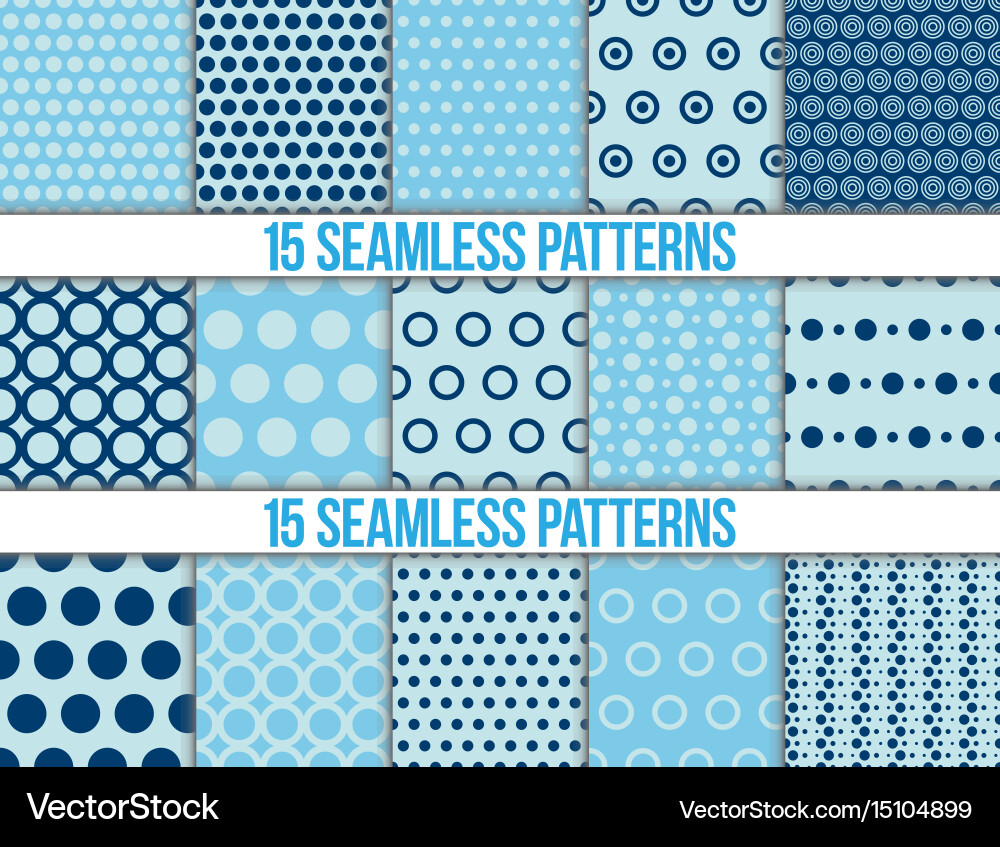Seamless patterns polka dots set vector image