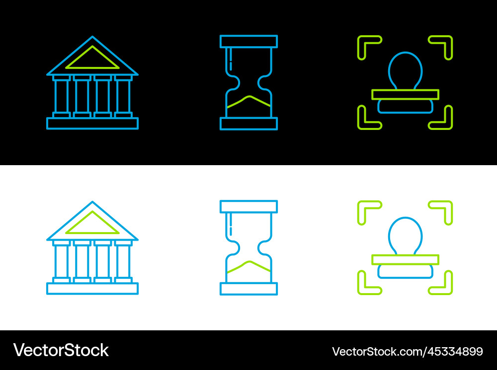 Set line face recognition courthouse building vector image