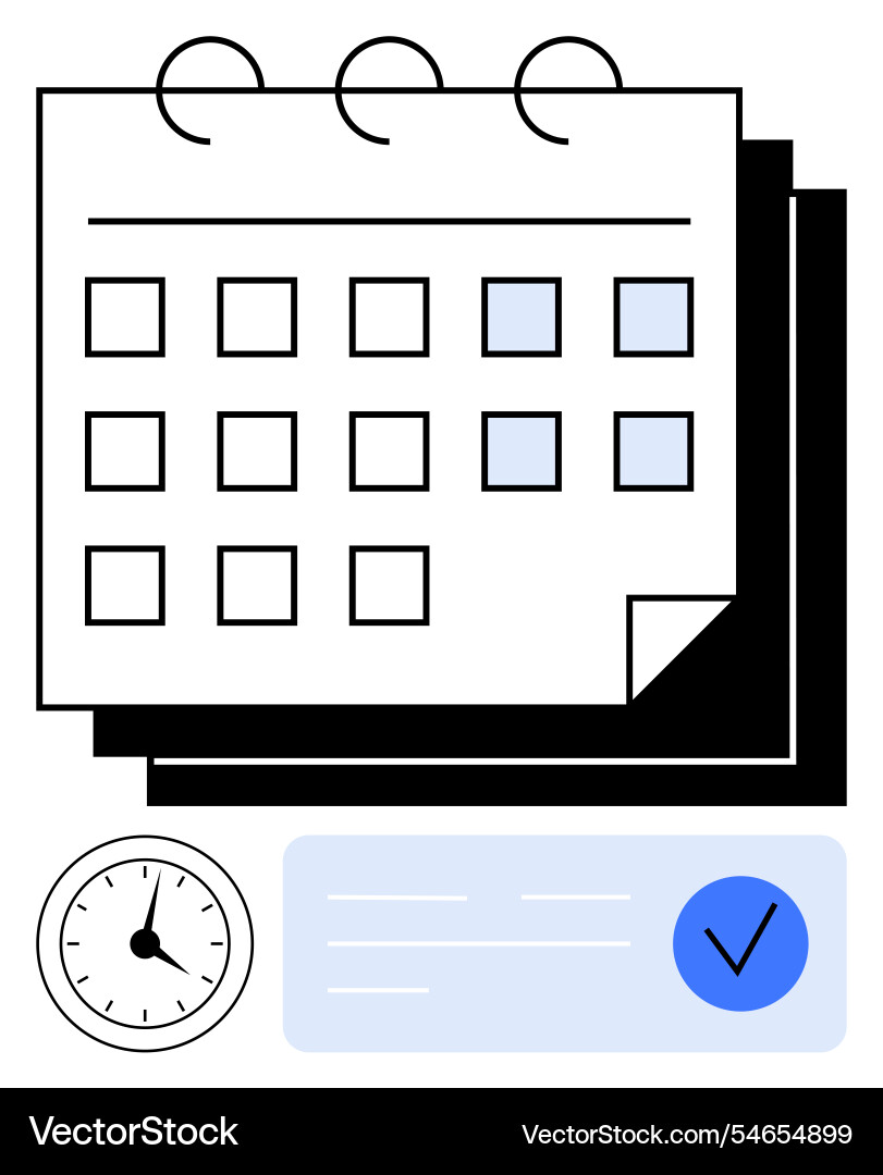 Spiral-bound calendar with highlighted dates Vector Image