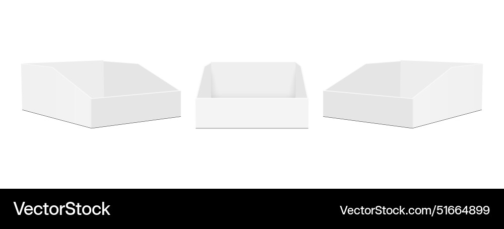 Three triangular display boxes front and side vector image