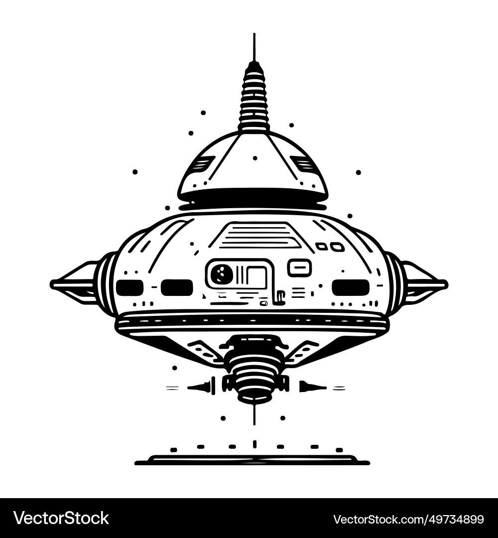 Ufo icon hand draw black vehicle logo symbol Vector Image
