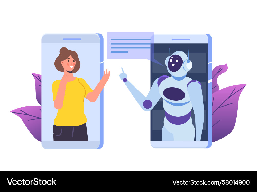 AI Chatbot Interaction Concept Vector Image