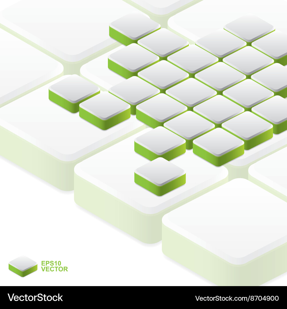 Array of green blocks background vector image