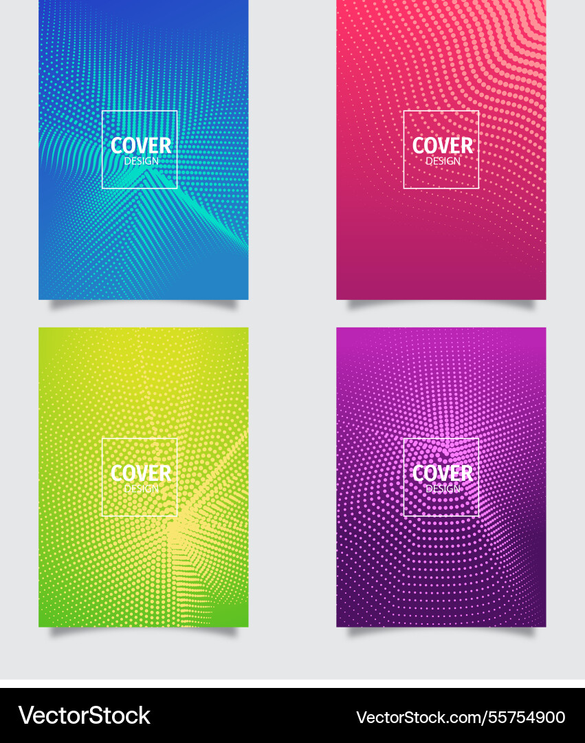 Cover template collection with halftone patterns Vector Image