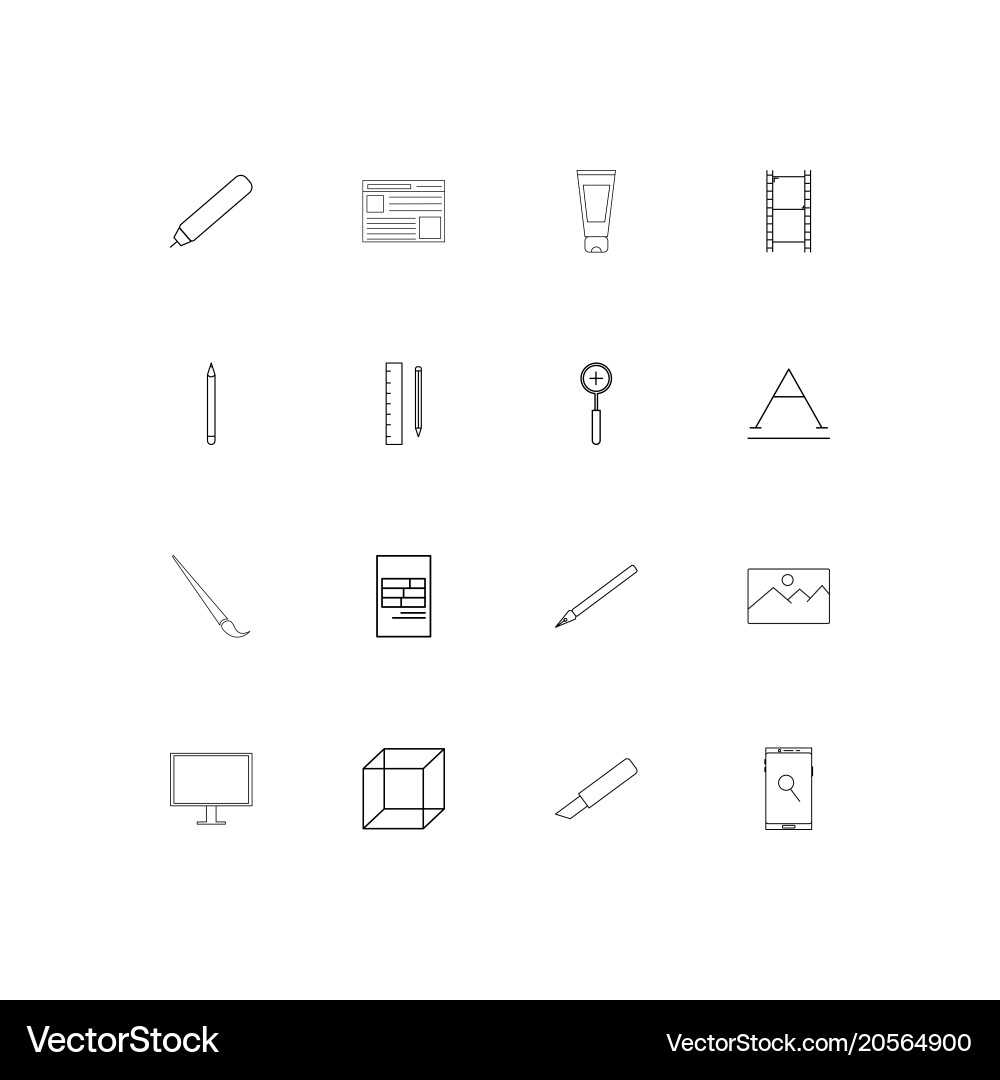 Creative process and design simple linear icons vector image