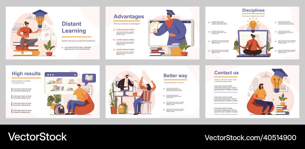 Distant learning concept for presentation slide Distant learning concept for presentation slide vector image