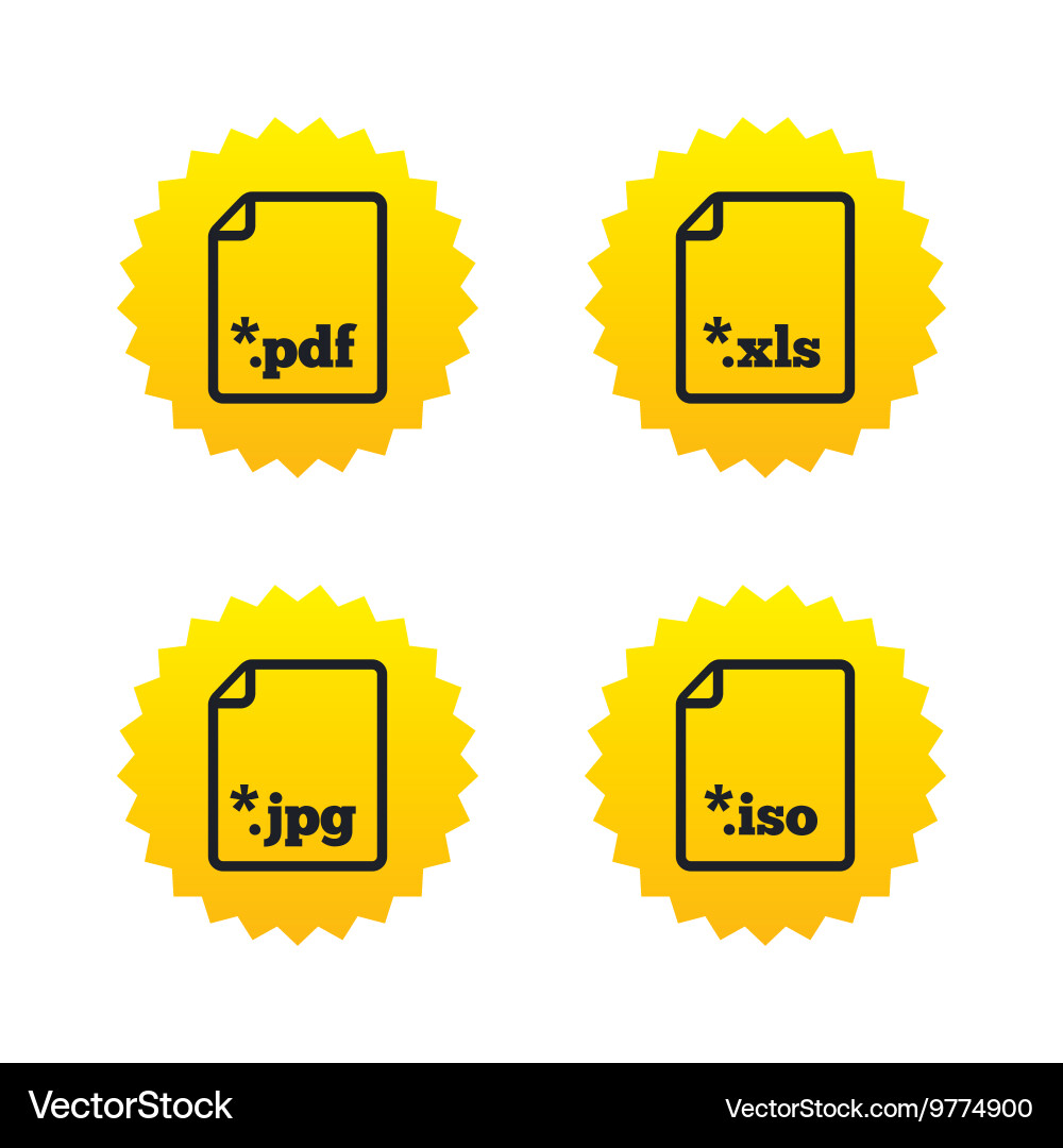 Document signs file extensions symbols Vector Image