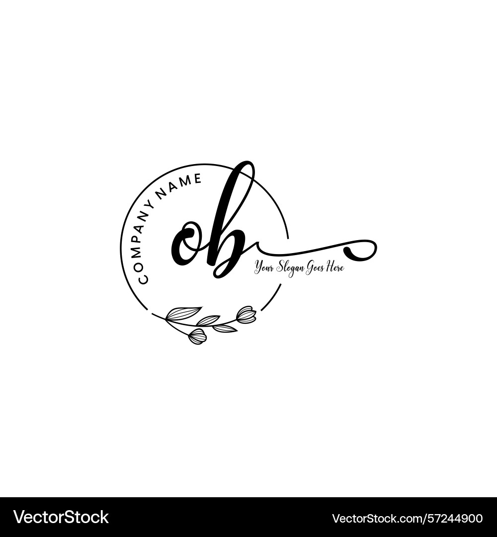 Elegant ob initial logo design with botanical Vector Image