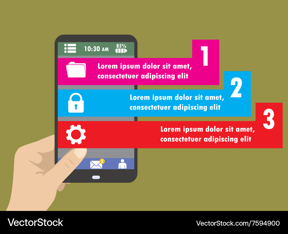 Flat infographics template and mobile web elements Vector Image