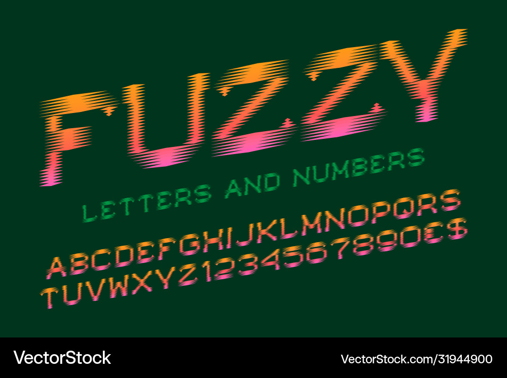 Fuzzy letters with numbers and currency signs Fuzzy letters with numbers and currency signs Vector Image
