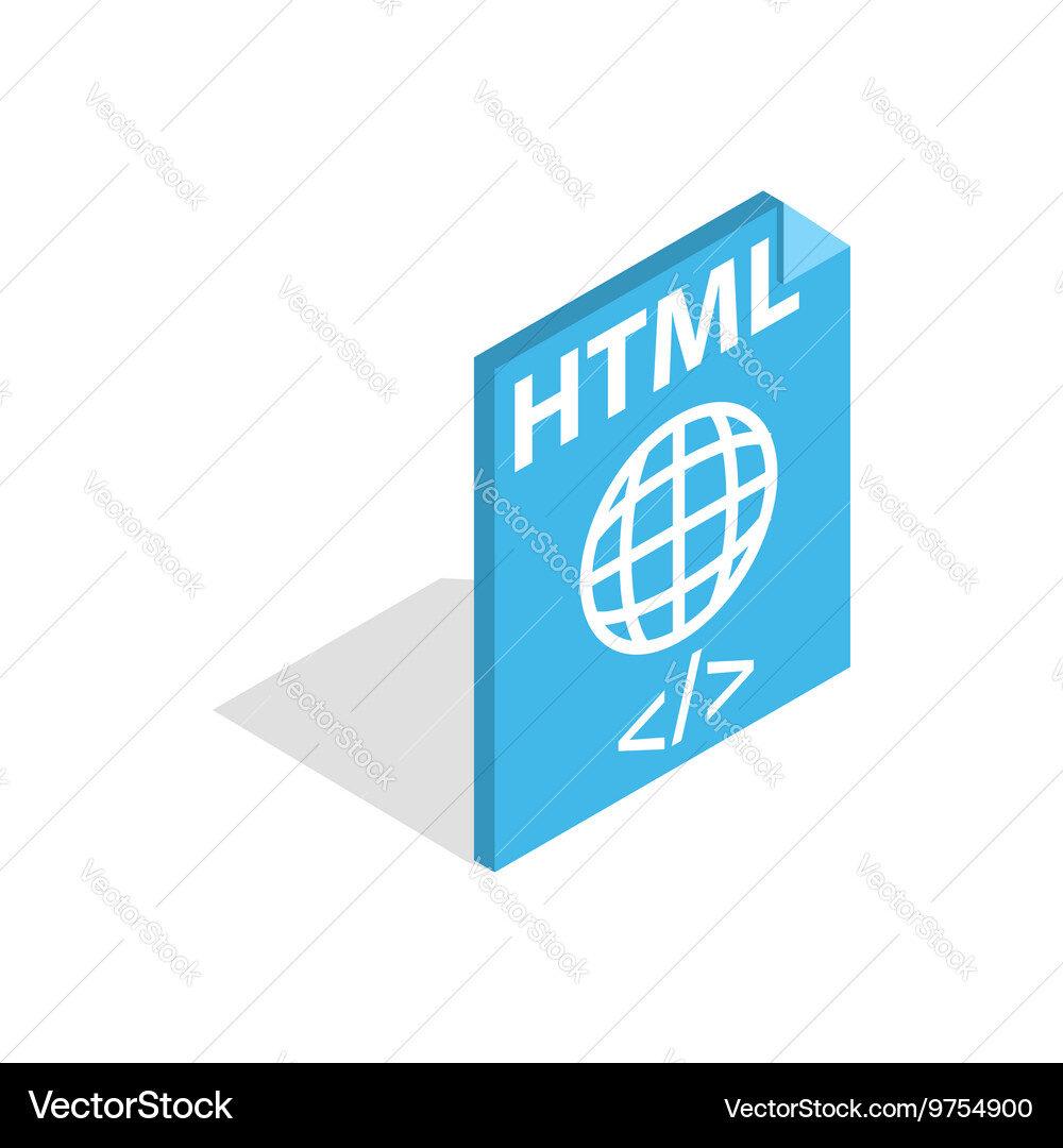 Html file extension icon isometric 3d style vector image