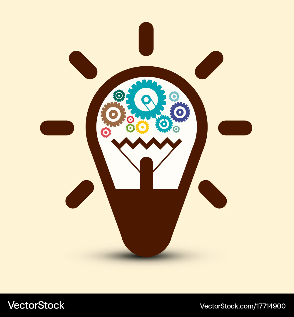 Light bulb with cogs - gears symbol vector image
