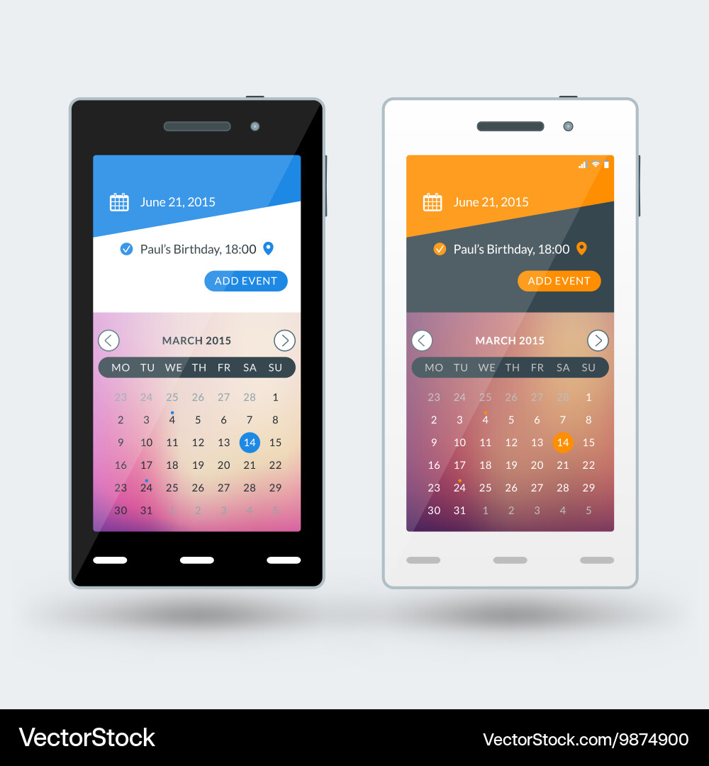 Modern smartphone with calendar app on the screen vector image
