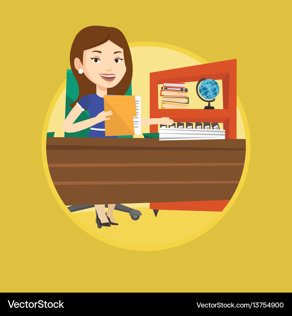 Office worker working with documents Office worker working with documents Vector Image