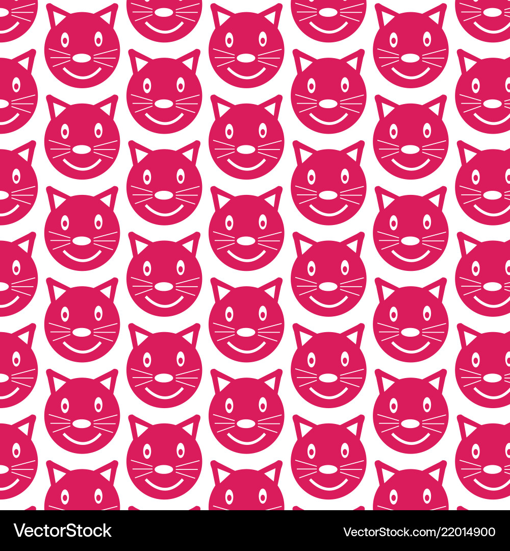 Pattern background cat face emotion icon vector image