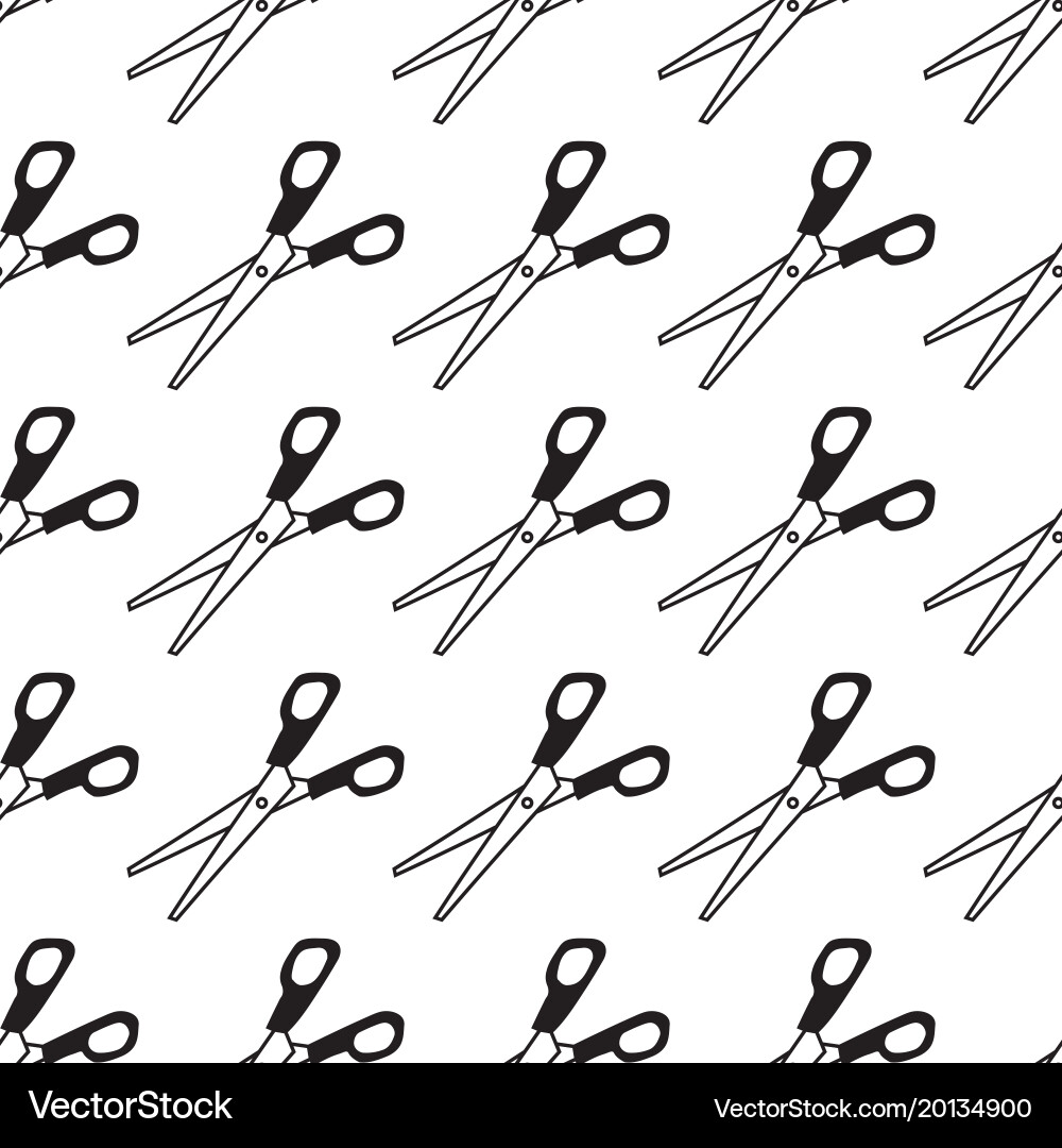 Seamless background with scissors Vector Image