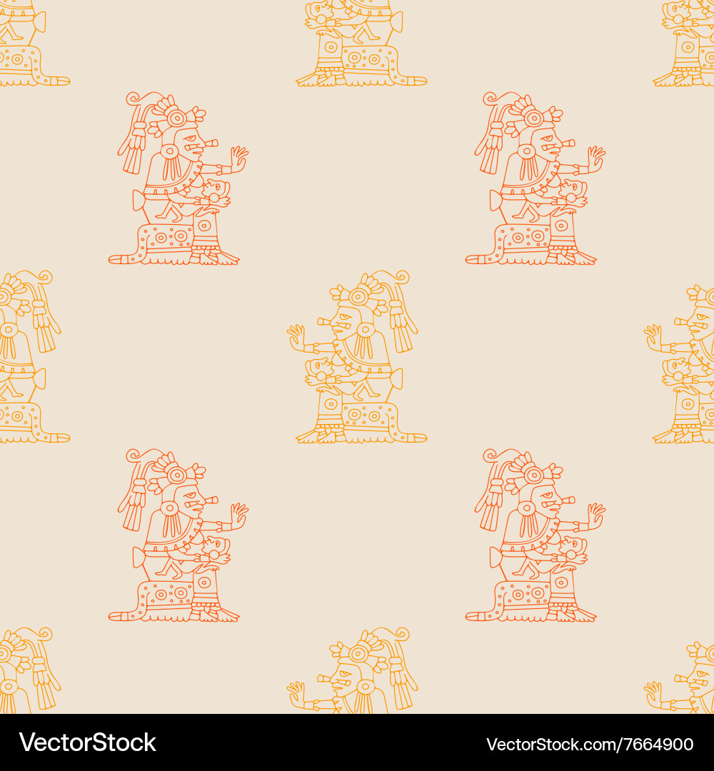 Seamless pattern with symbols from aztec codices Vector Image