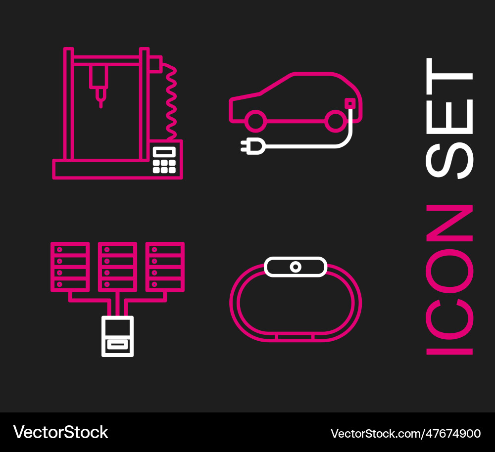 Set line smartwatch server data web hosting vector image