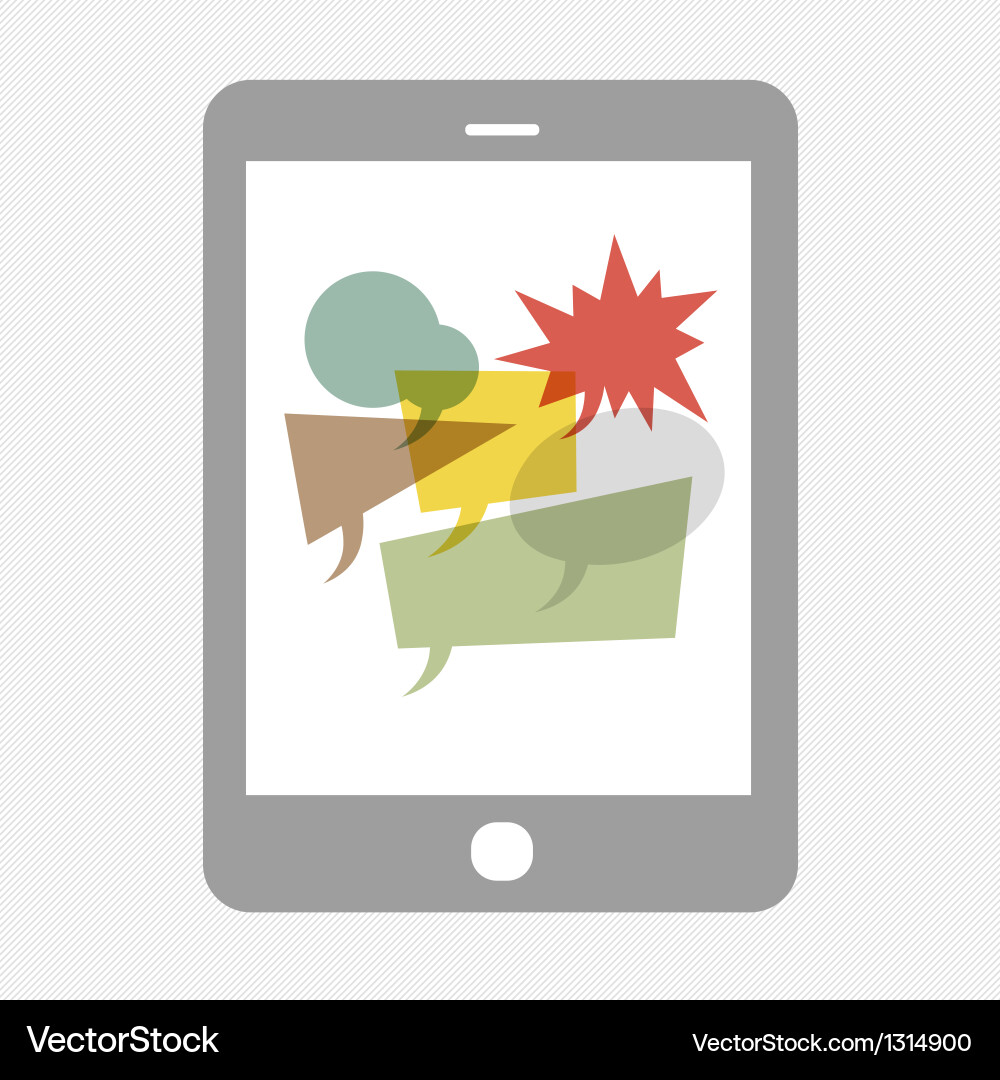 Tablet device with speech bubbles group vector image